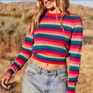 Spiritual Gangster Striped Multi Color Long Sleeve Top sz XS